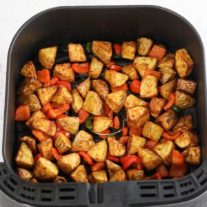 crispy air fryer breakfast potatoes with peppers