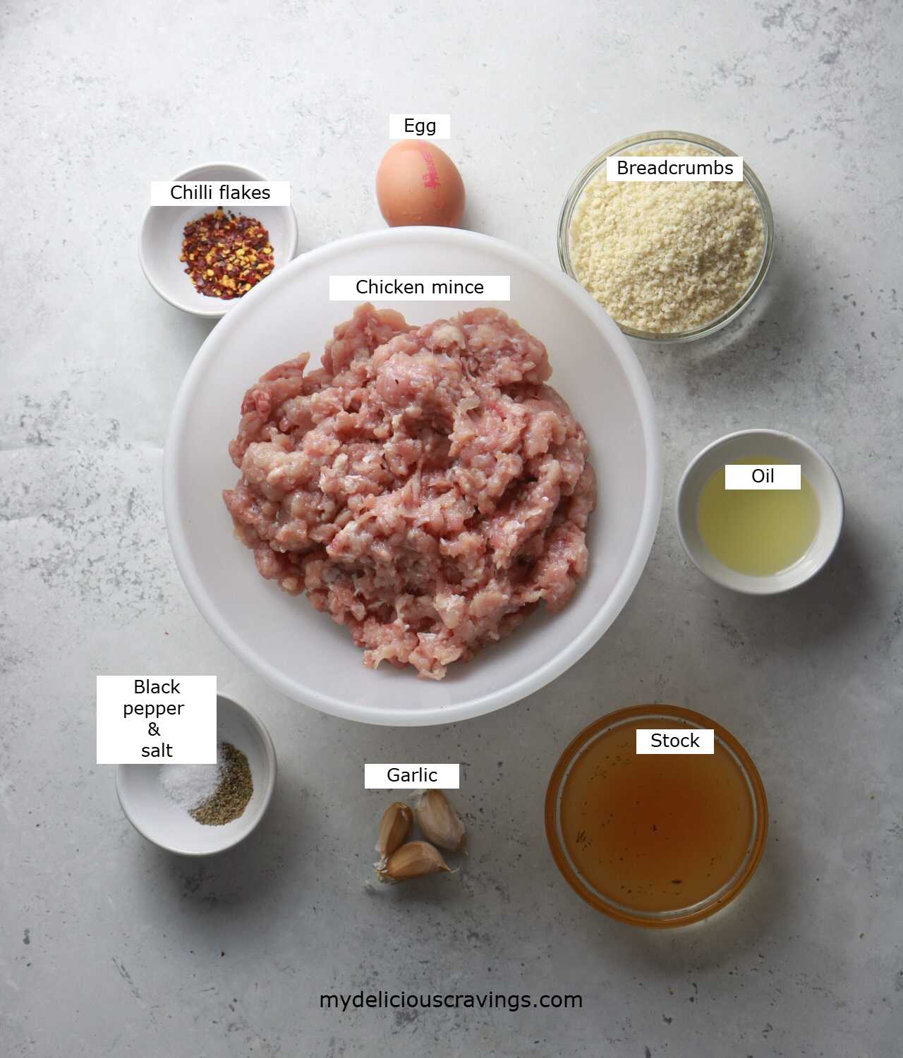 Ingredients needed to make chicken meatballs